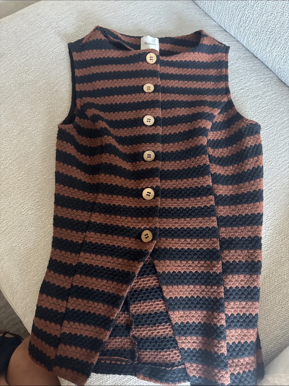 Maeve Brown and Black Striped Button-Front Knit Tank - NWOT.  NEVER WORN